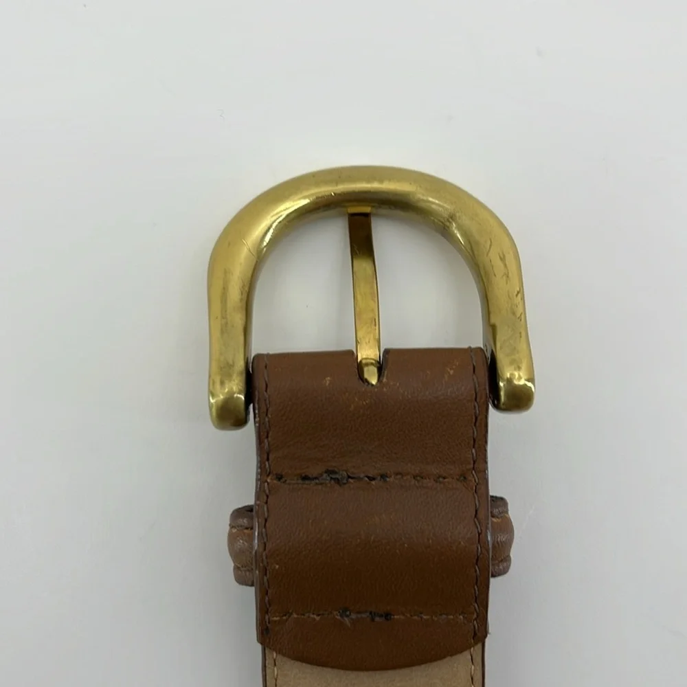 Vintage Lands End 506 Brown Leather Belt w/ Brass Buckle- Women’s Size Small